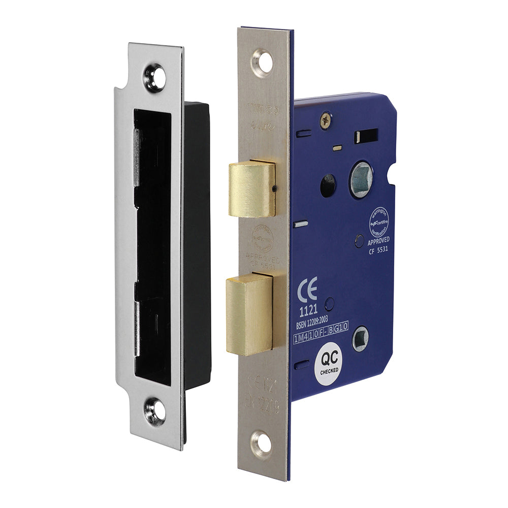 Bathroom Lock Sat. Nickel - 65mm