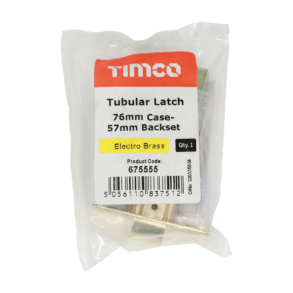 Tubular Latch E. Brass - 76 case / 57 backset
