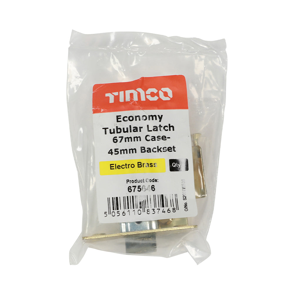Eco Tubular Latch E Brass - 67 case / 45 backset