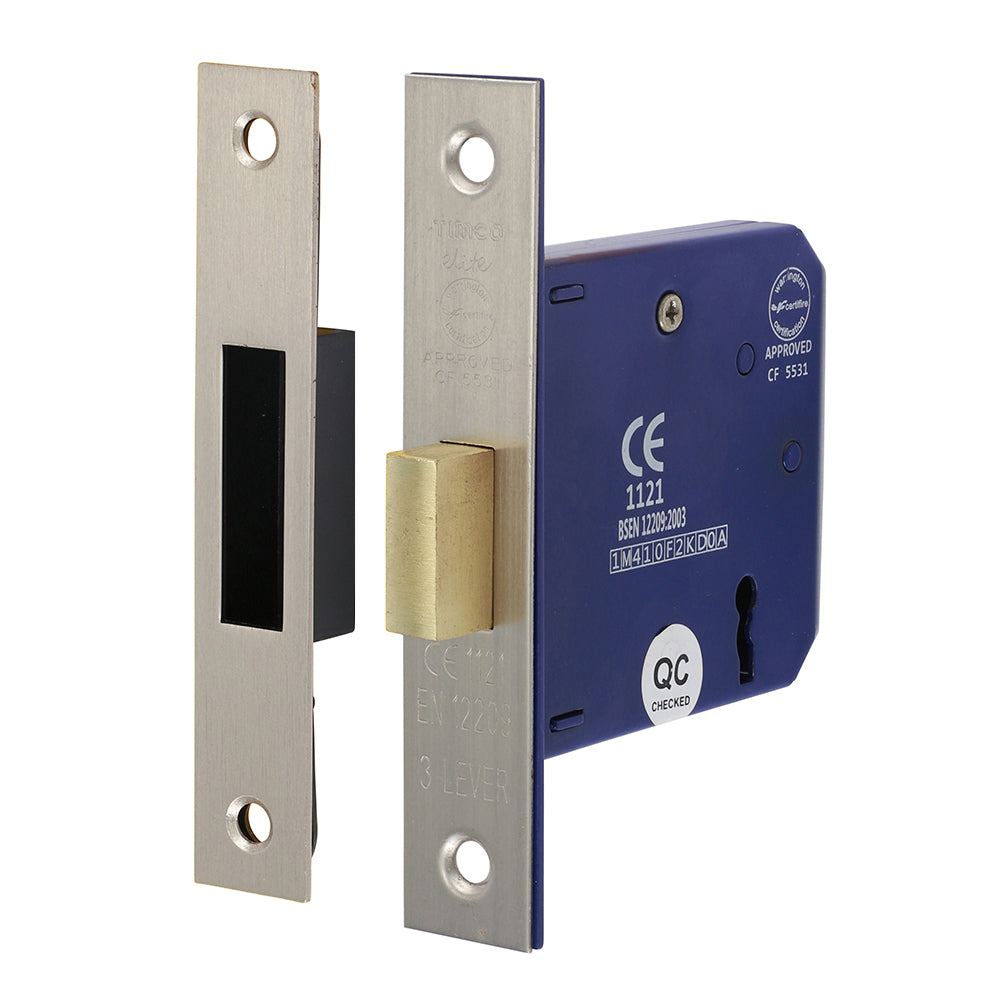 3 Lever Deadlock Sat. Nickel - 78 case / 58 backset