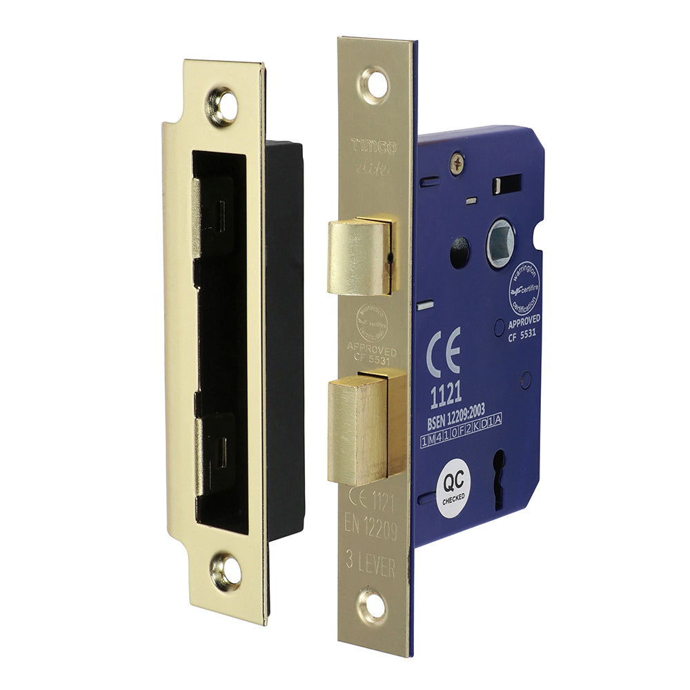 3 Lever Sashlock E. Brass - 65 case / 45 backset