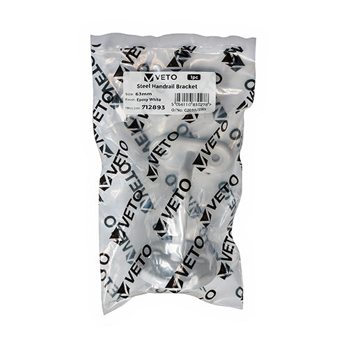 Steel Handrail Bracket White - 63mm