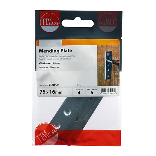 Mending Plate - BZP - 75 x 16 (Pack 4)