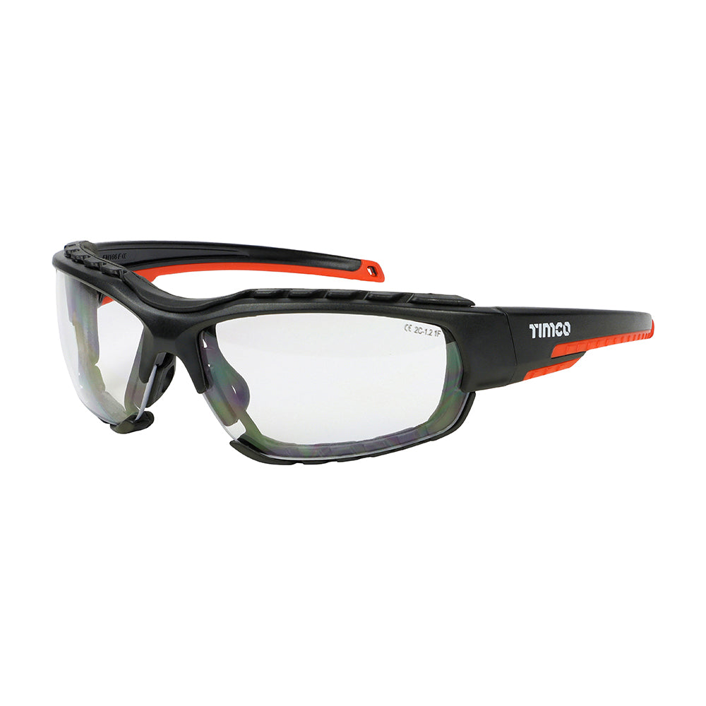 Sports Style Safety Glasses - With Foam Dust Guard - Clear One Size