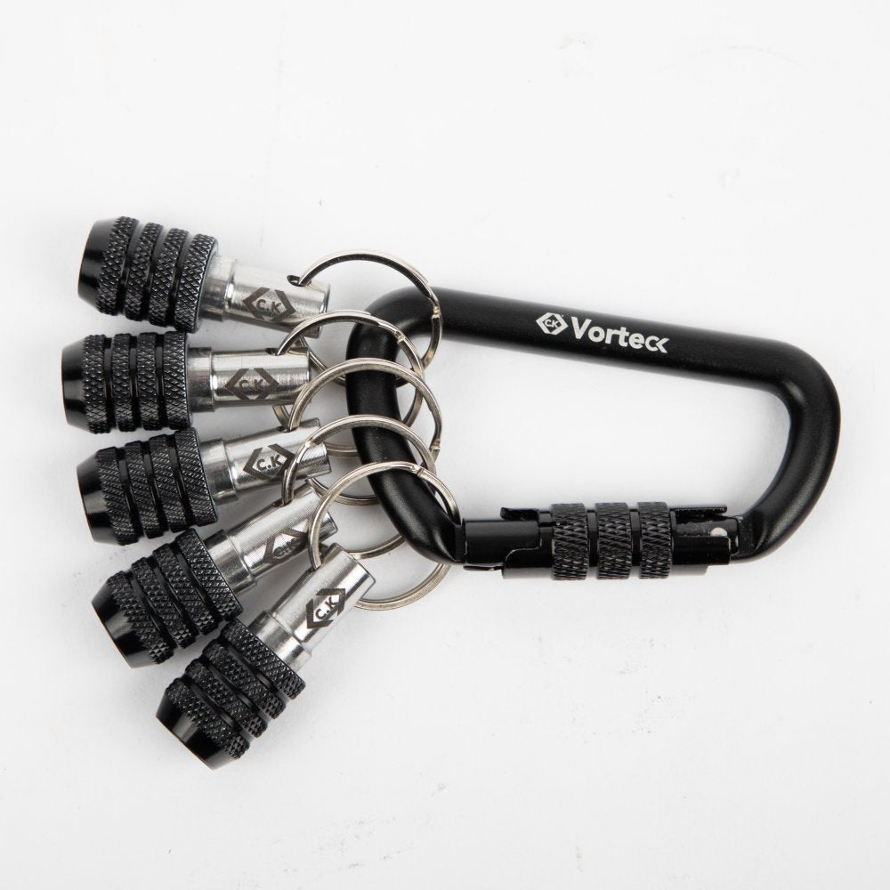 CK T4575 Vorteck 1/4" Quick Lock Bit Holder & Carabiner - 5 Piece Set