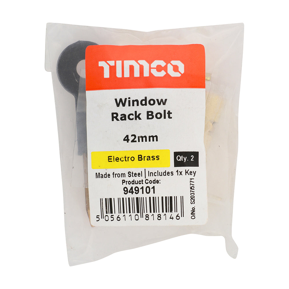 Window Rack Bolt E. Brass - 42mm (Pack 2)