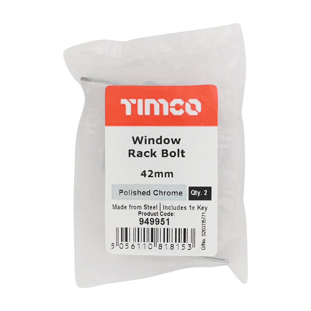 Window Rack Bolt Pol. Chrome - 42mm (Pack 2)