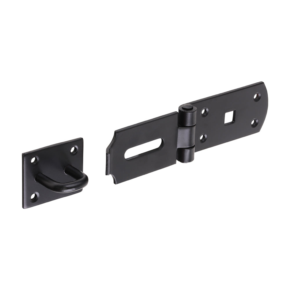 Secure Bolt On Hasp & Staple - Heavy Duty - Black 8"