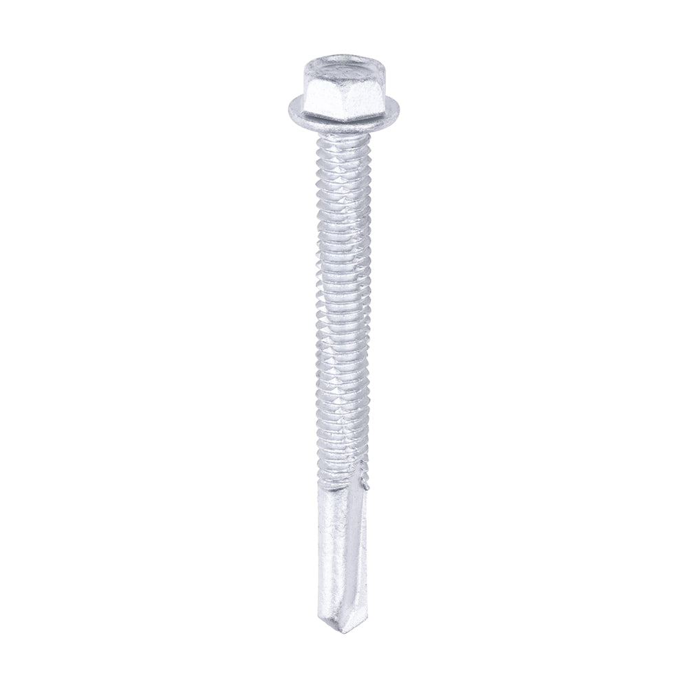 Metal Construction Heavy Section Screws - Hex - Self-Drilling - Bi-Metal - Exterior - Silver Organic 5.5 x 55