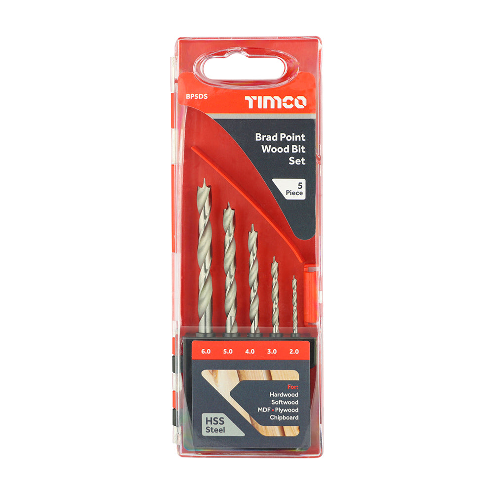 Brad Point Wood Bit Set 5pcs