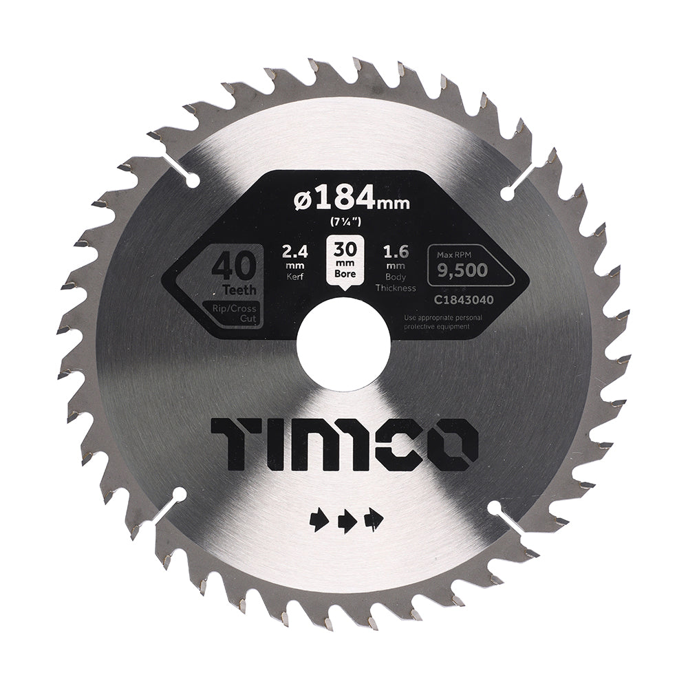 Circular Saw Blade - Trimming/Crosscut - Medium/Fine 184 x 30 x 40T