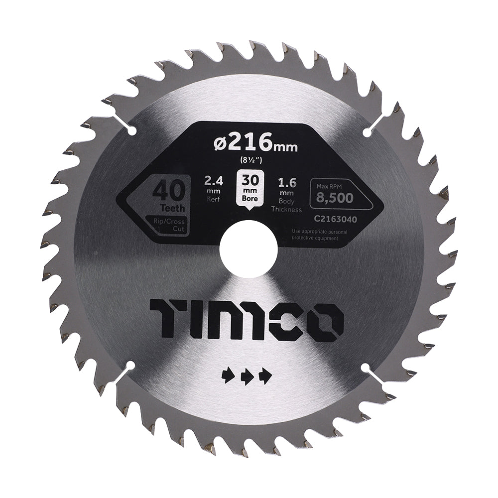 Circular Saw Blade - Trimming/Crosscut - Medium/Fine 216 x 30 x 40T