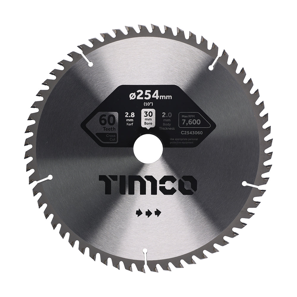 Circular Saw Blade - Trimming/Crosscut - Medium/Fine 254 x 30 x 60T