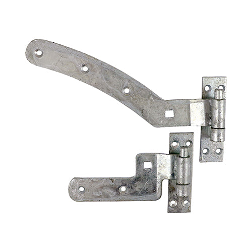 Pair of Curved Rail Hinge Set - Right Hand - Hot Dipped Galvanised 300mm