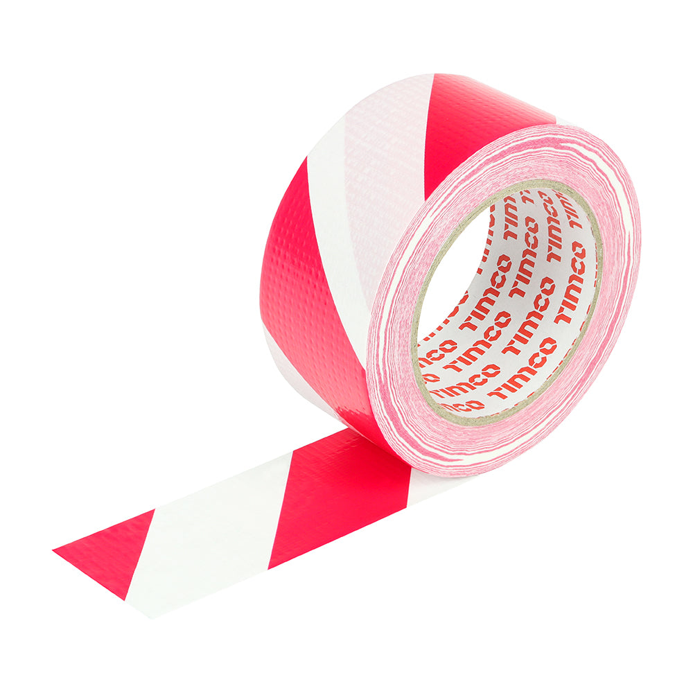 Hazard Warning Cloth Tape - Red and White 33m x 50mm