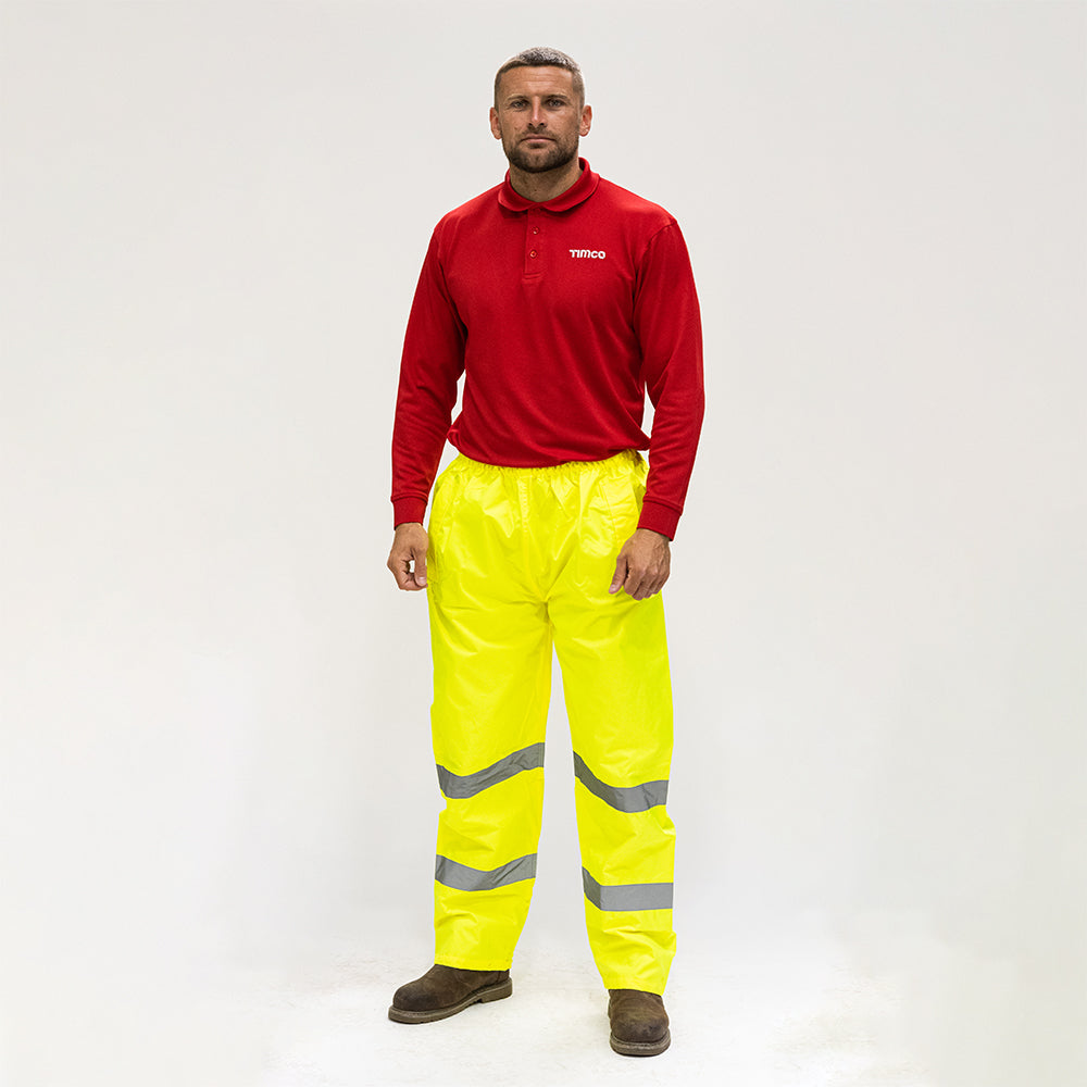 Hi-Visibility Elasticated Waist Trousers - Yellow X Large