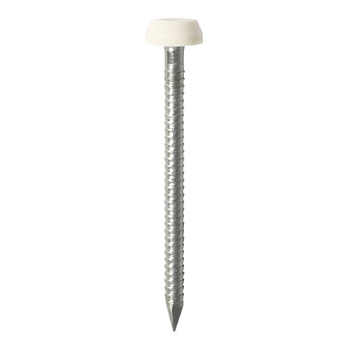 Polymer Headed Pins - Stainless Steel - White 30mm