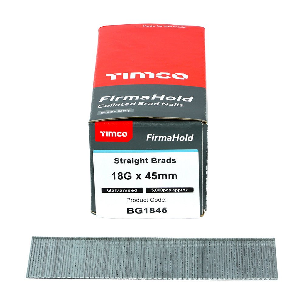 FirmaHold Collated Brad Nails - 18 Gauge - Straight - Galvanised
