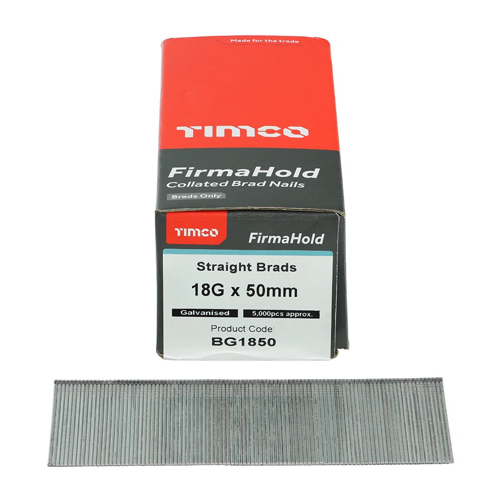 FirmaHold Collated Brad Nails - 18 Gauge - Straight - Galvanised