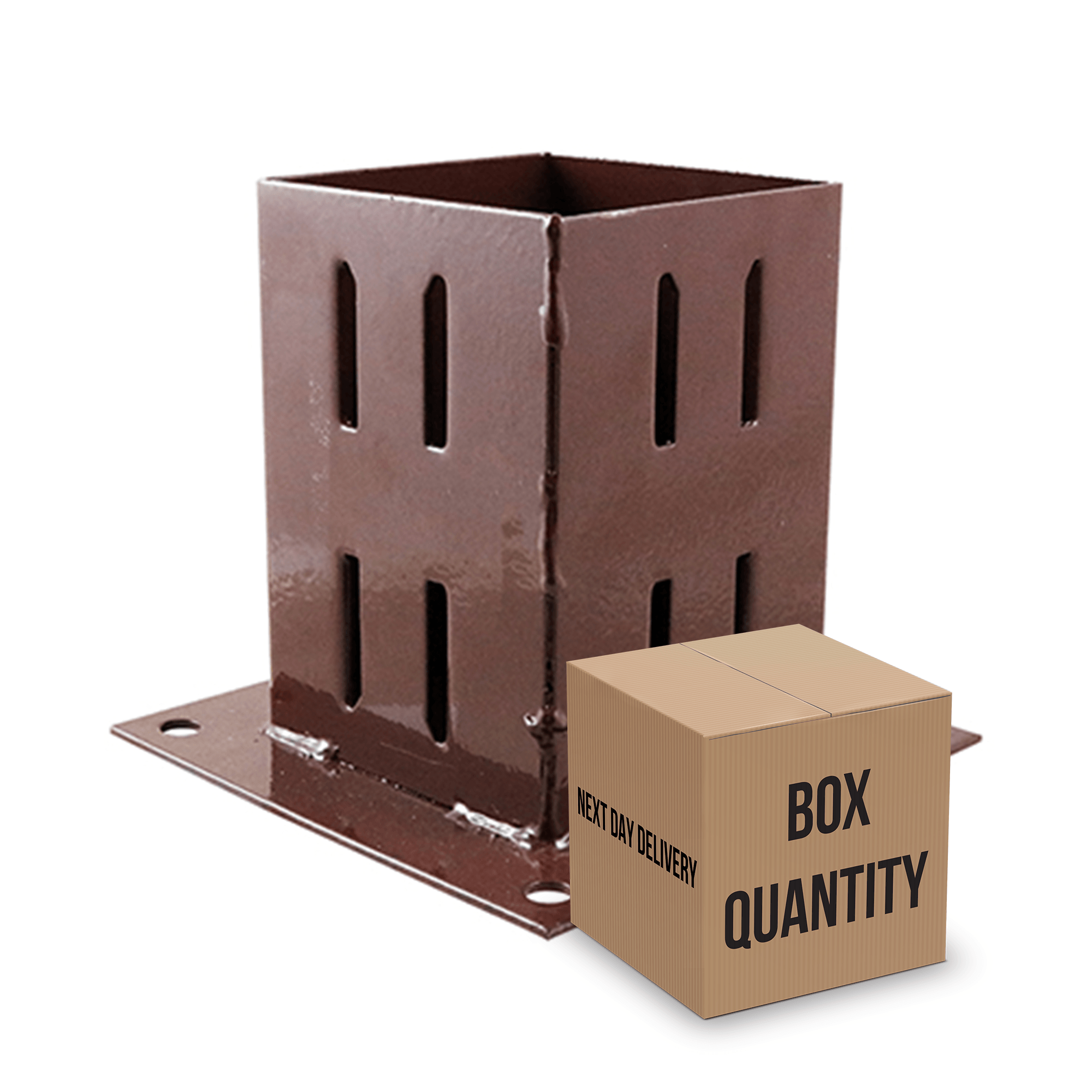 Bolt Down Fence Post Shoe - Quick Fit - Oxide Red - Box of 10