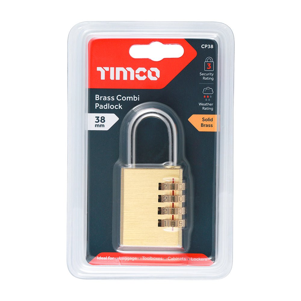 Brass Combination Padlock - 38mm