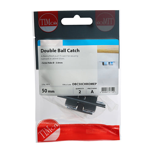 Double Ball Catch - Chrome - 50mm (Pack 2)