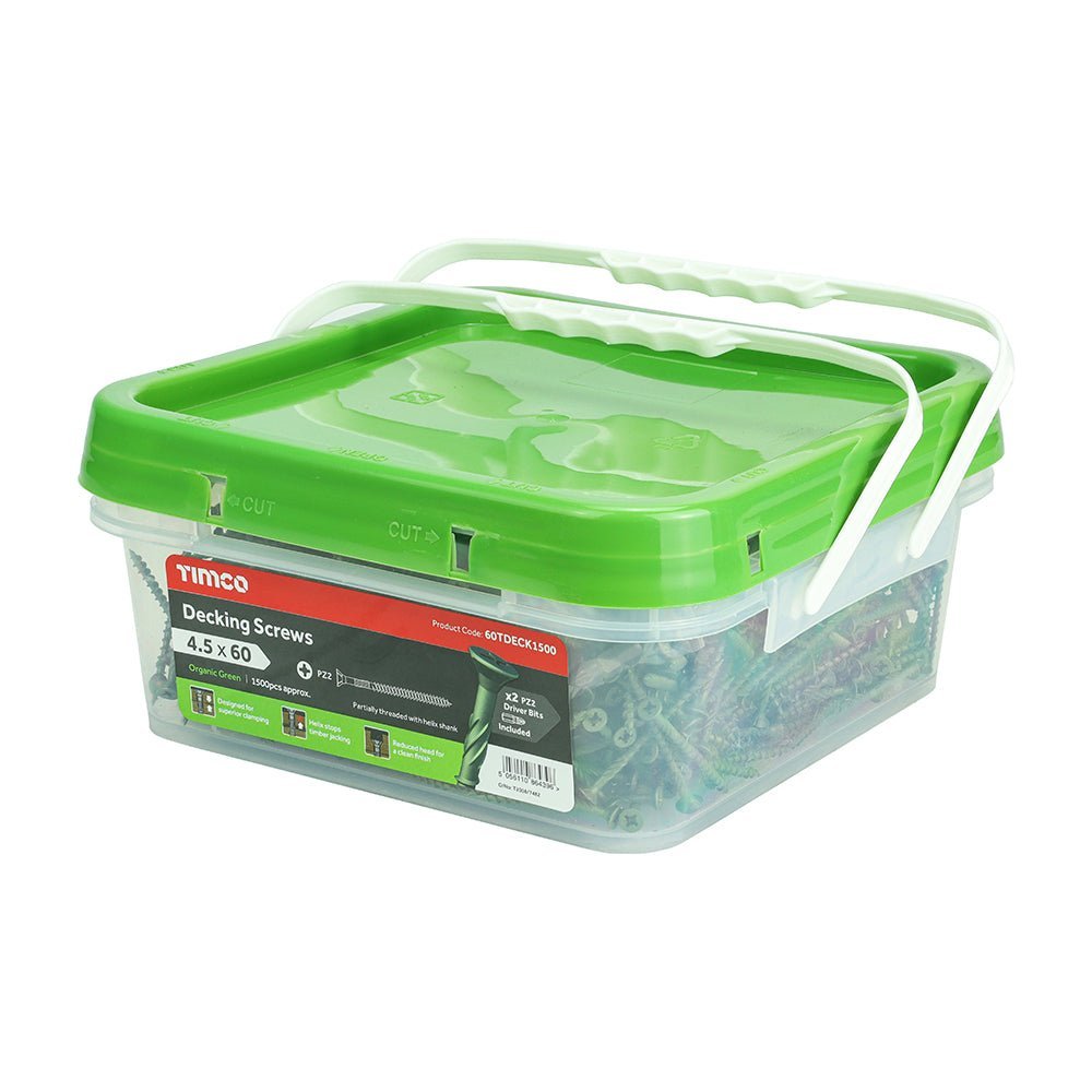 Decking Screws - Pozi - Double Countersunk - Exterior - Green - Tub