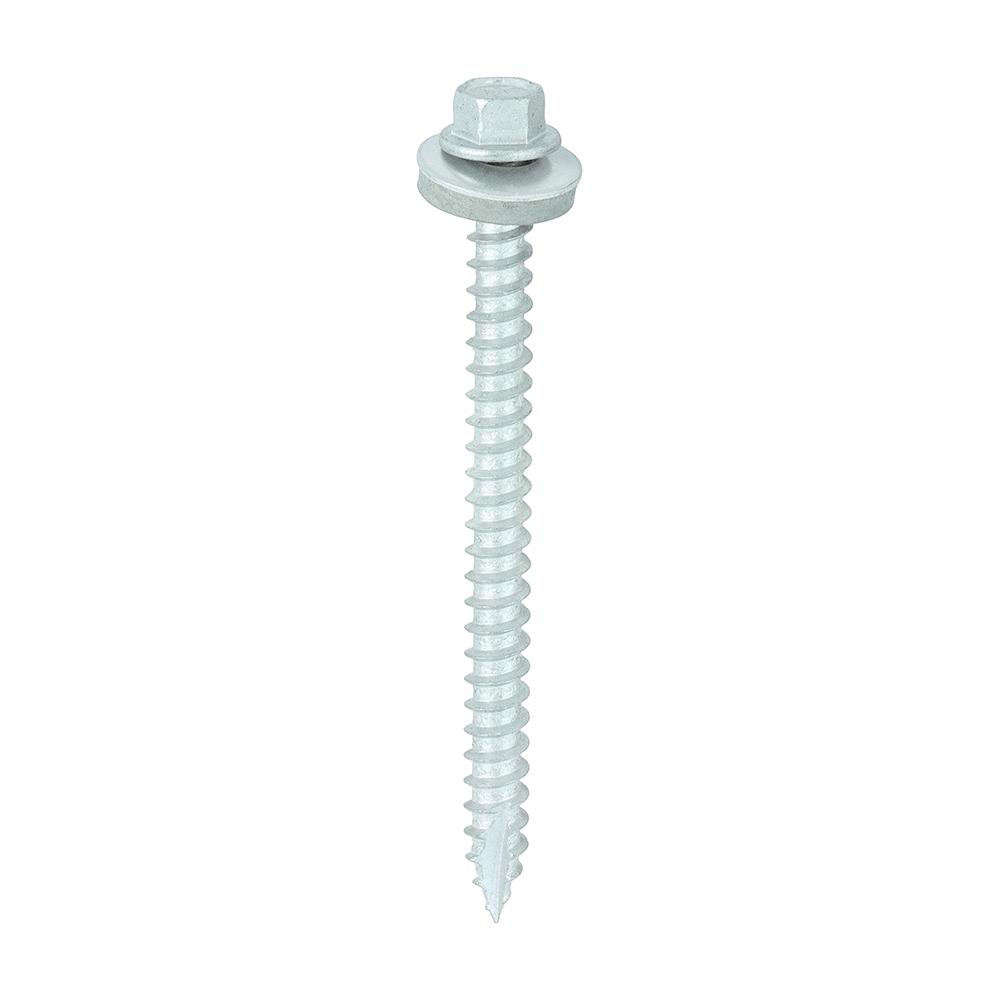 Metal Construction Thin Sheet Metal to Timber Screws - Hex - EPDM Washer - Slash Point - Exterior - Silver Organic