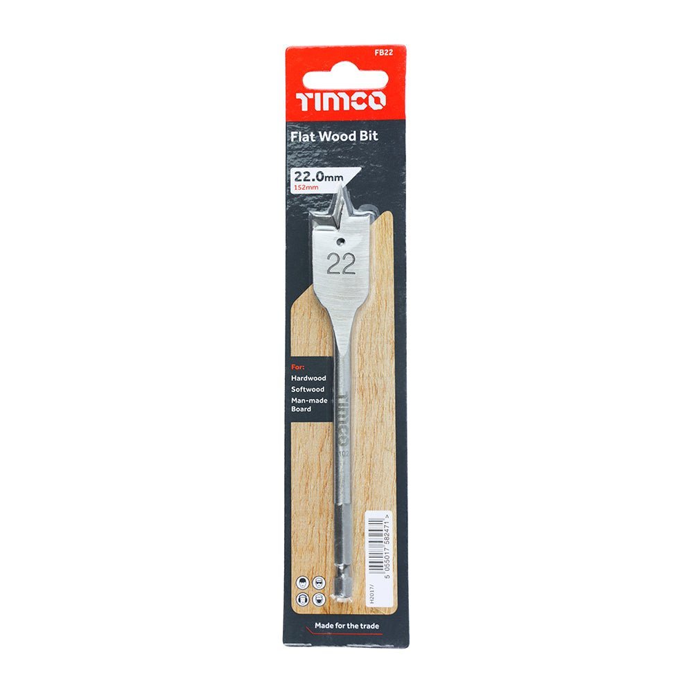 Flat Wood Bit - 22.0 x 152