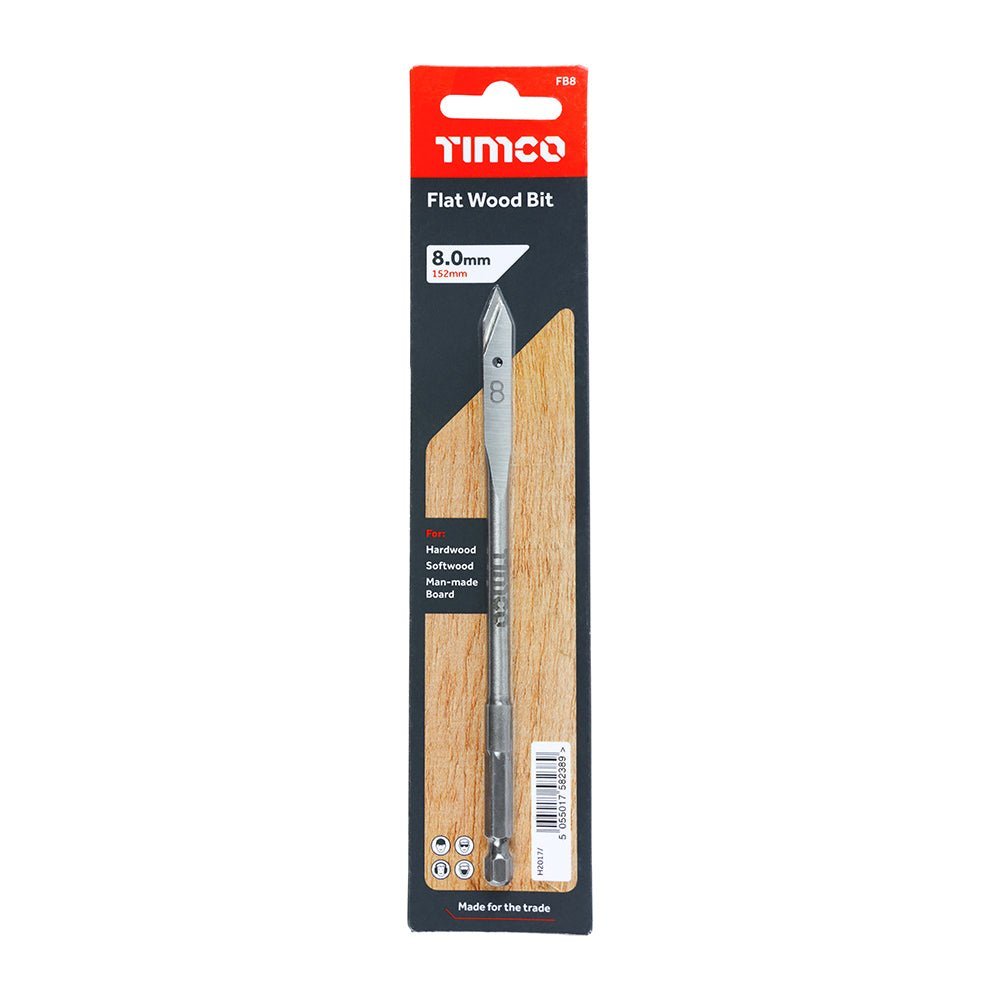 Flat Wood Bit - 8.0 x 152