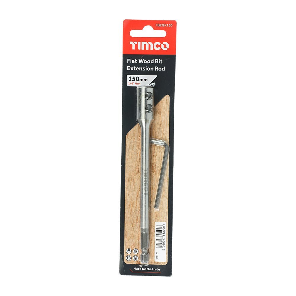1/4" Flat Wood Bit Extension Rod - 150mm
