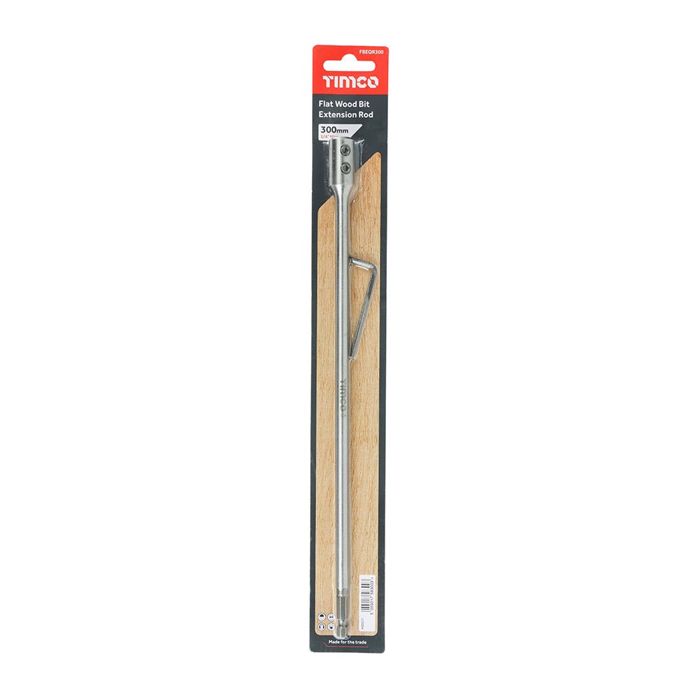 1/4" Flat Wood Bit Extension Rod - 300mm