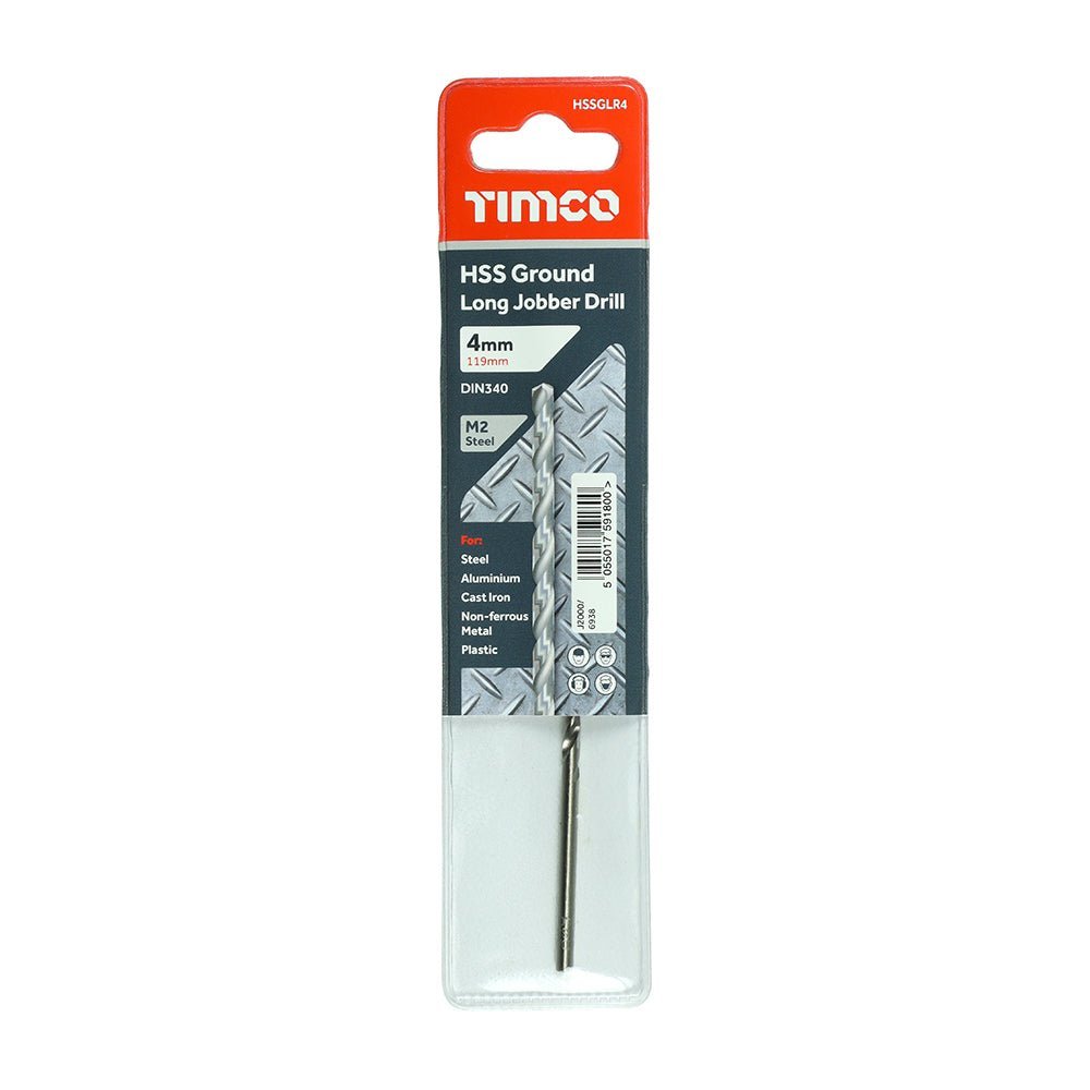Ground Long Jobber Drills - HSS M2 - 4.0mm