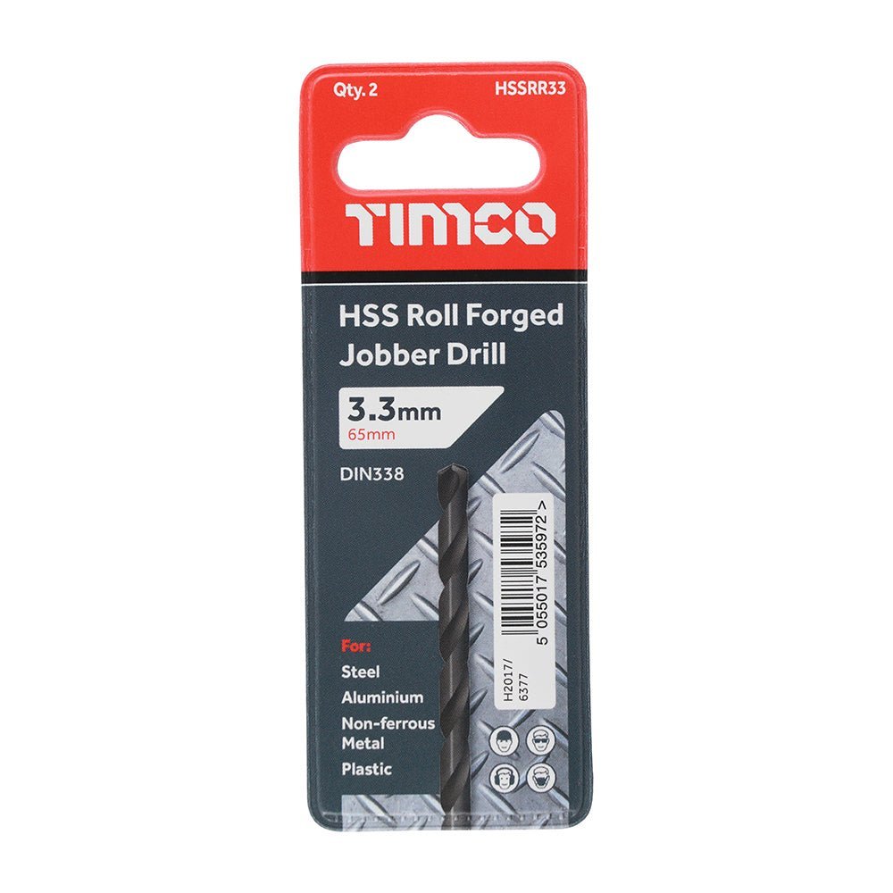 Roll Forged Jobber Drills - HSS - 3.3mm