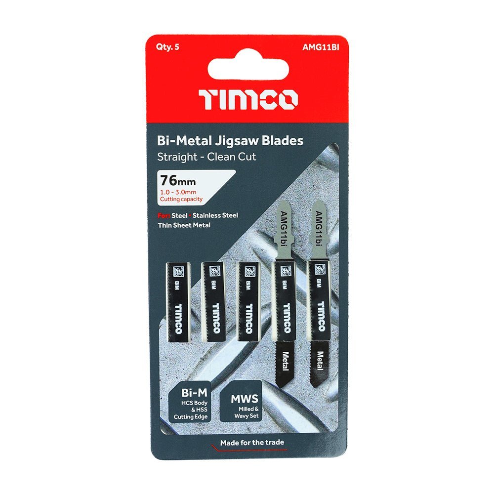 Jigsaw Blades - Metal Cutting - Bi-Metal Blades - Pack 5