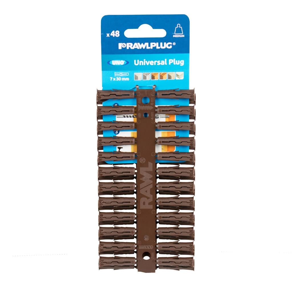 Rawlplug Uno Universal Plug - Brown - 7 x 30mm - Pack 48