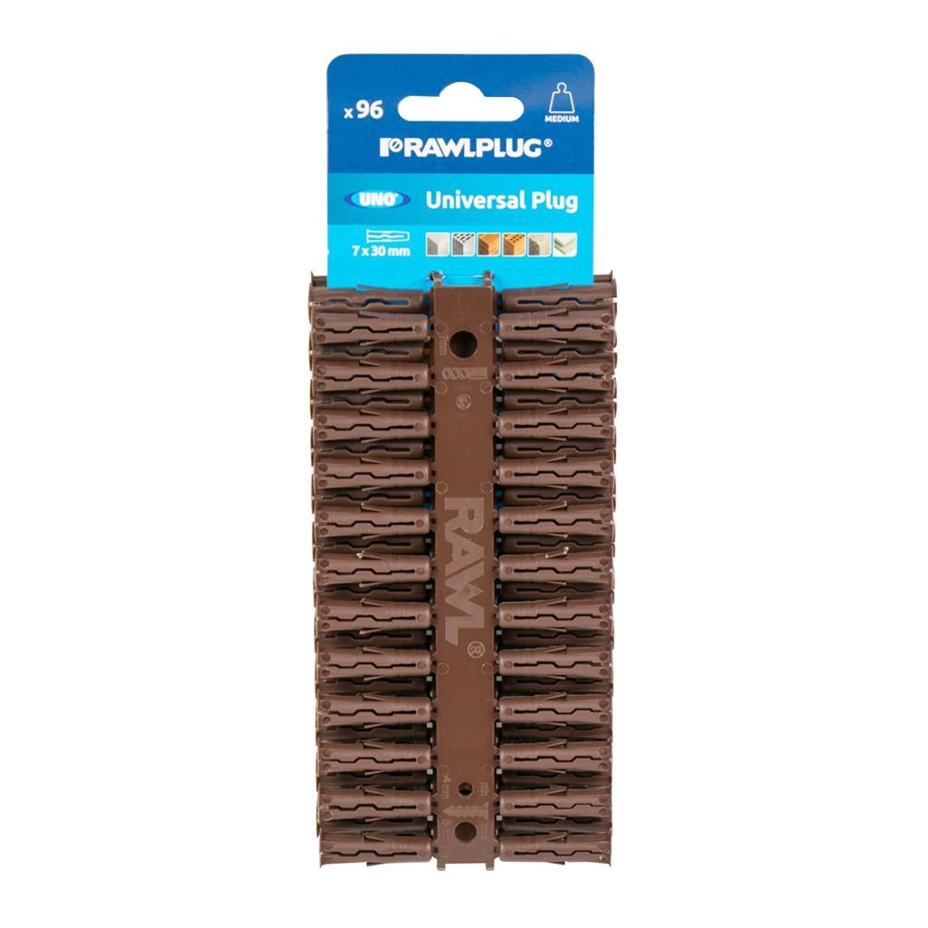 Rawlplug Uno Universal Plug - Brown - 7 x 30mm - Pack 96