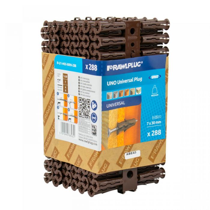 Rawlplug Uno Universal Plug Wrap - Brown - 7 x 30mm - Pack 288