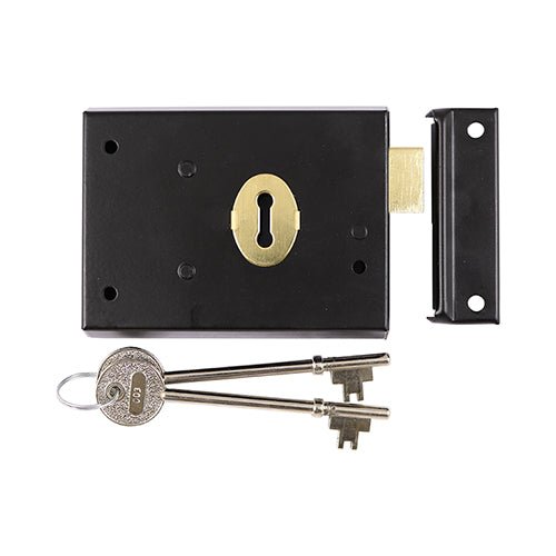 Rim Deadlock - Black - Sheds & Internal Doors
