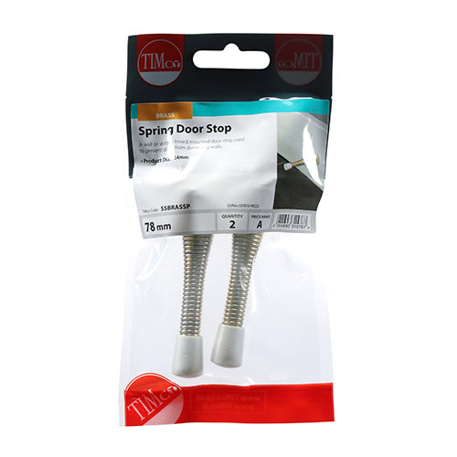 Spring Door Stop - Brass - 78 x 24 (Pack 2)