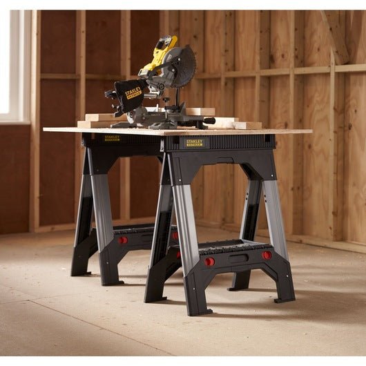 Stanley Folding Adjustable Height Metal Sawhorse (Pair) 1-92-980