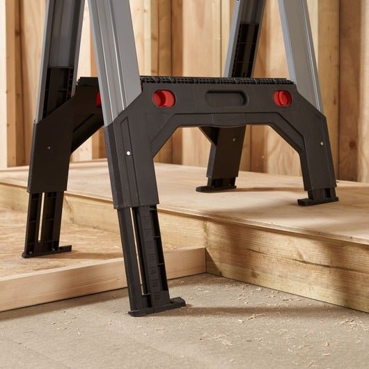 Stanley Folding Adjustable Height Metal Sawhorse (Pair) 1-92-980