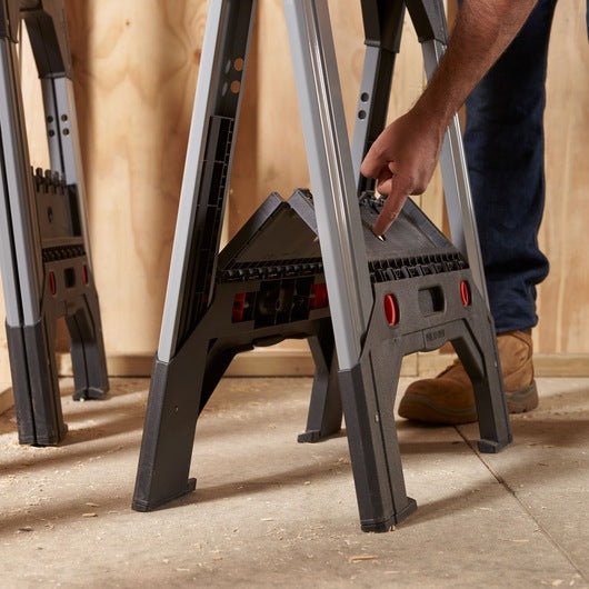 Stanley Folding Adjustable Height Metal Sawhorse (Pair) 1-92-980