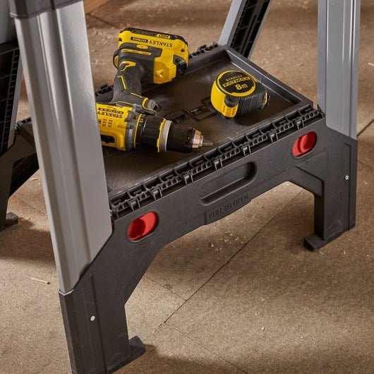 Stanley Folding Adjustable Height Metal Sawhorse (Pair) 1-92-980