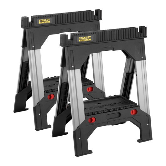 Stanley Folding Adjustable Height Metal Sawhorse (Pair) 1-92-980