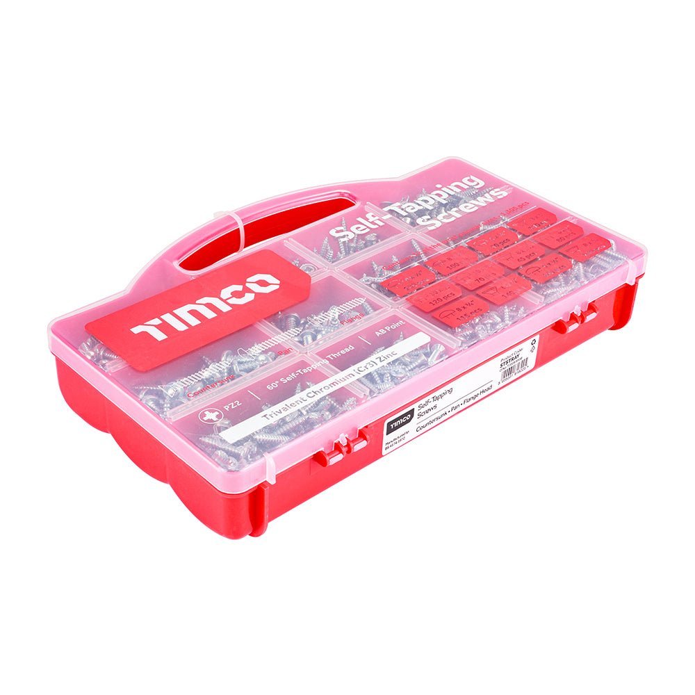 Metal Tapping Screws - Mixed Tray - PZ - Self-Tapping - Zinc - 1305 Pieces