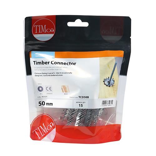 Timber Connectors - Double Sided - Galvanised - 50mm M12 - Pack 15