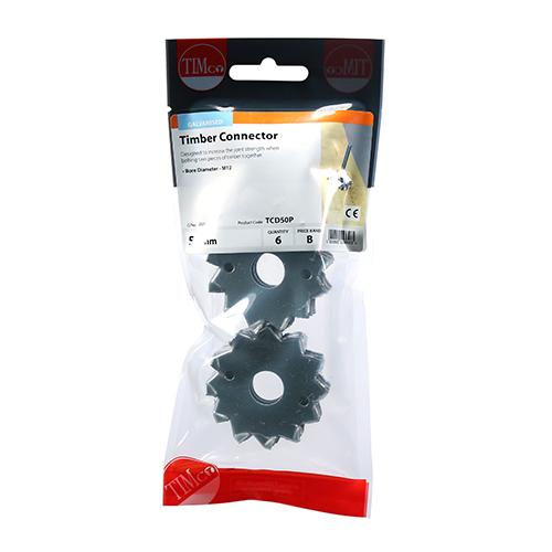 Timber Connectors - Double Sided - Galvanised - 50mm M12 - Pack 6