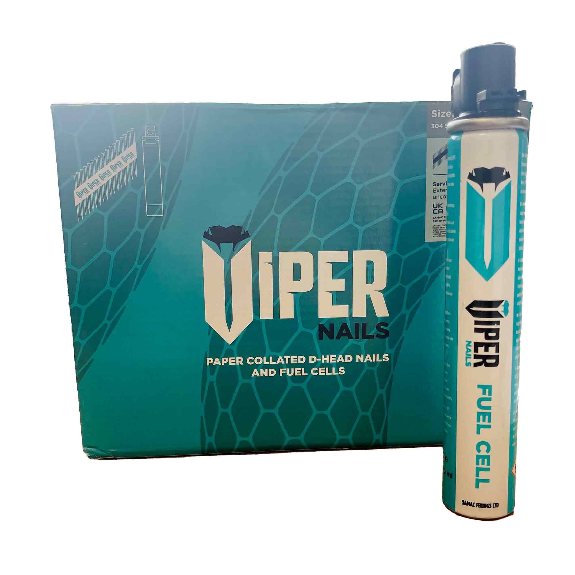 Viper Ring Shank Gas Clipped Head Collated Nails - Stainless Steel 304 - 1 Fuel - Handy Pack