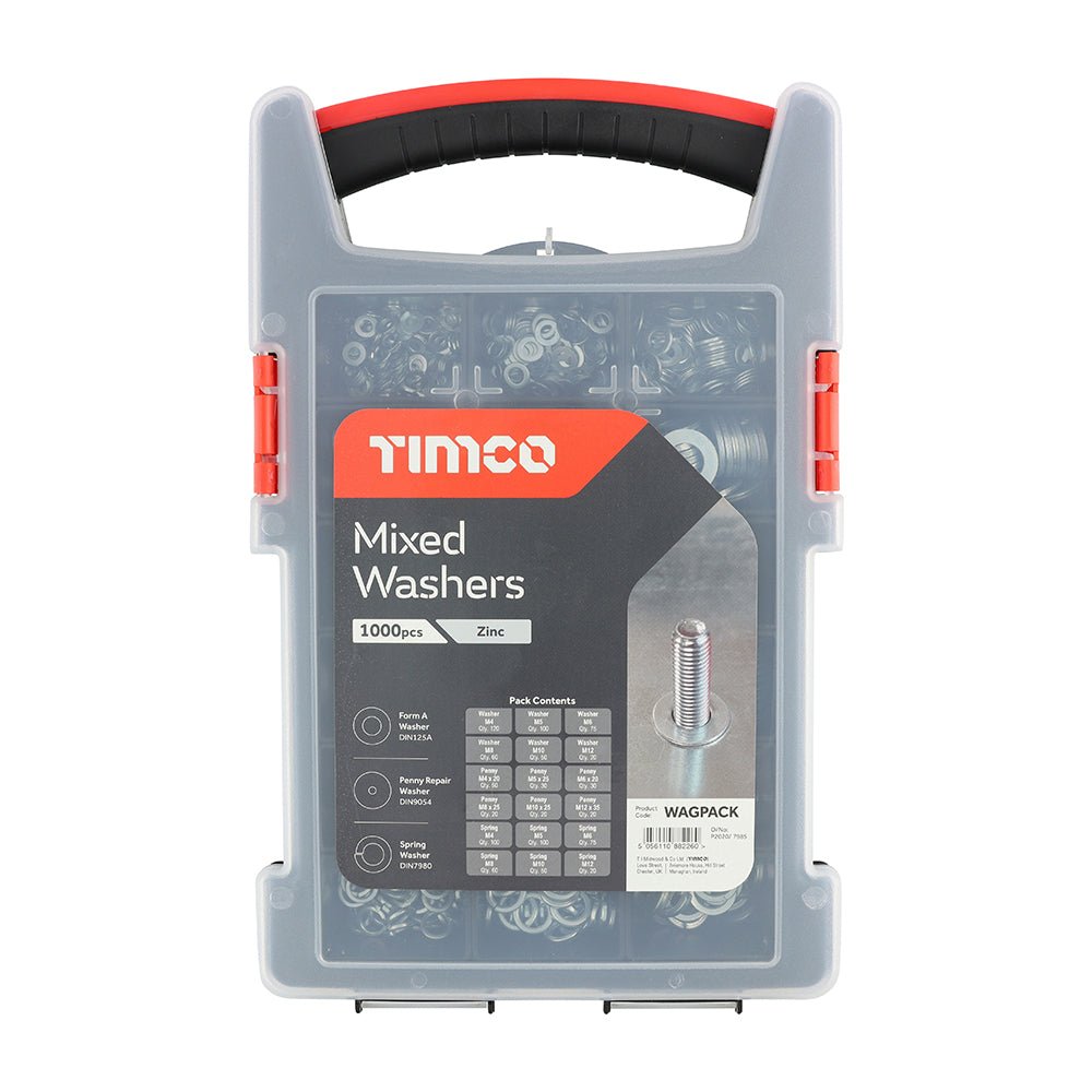 Mixed Washers Grab Pack - Zinc - 1000 Pieces
